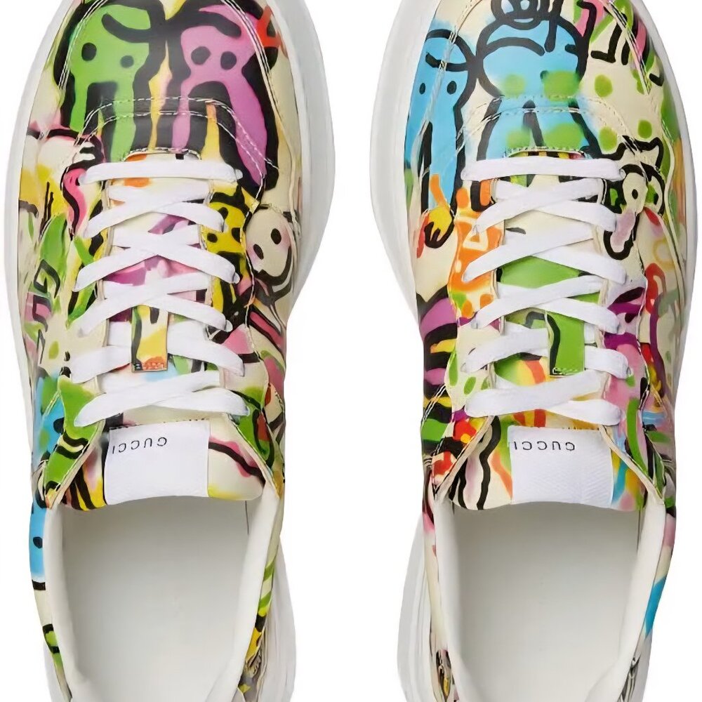 Womens Gucci Bunny Graffiti Platform Sneaker